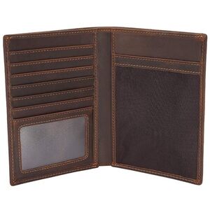 Brown Leather RFID blocking Passport Travel Wallet
